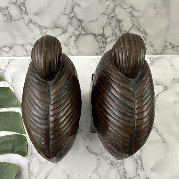 Austin Kinder Collection Sleeping Birds Bookends Sculptures Brown Brass Trim - Picture 9 of 11